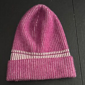 Anthropologie Pink and White Striped Beanie